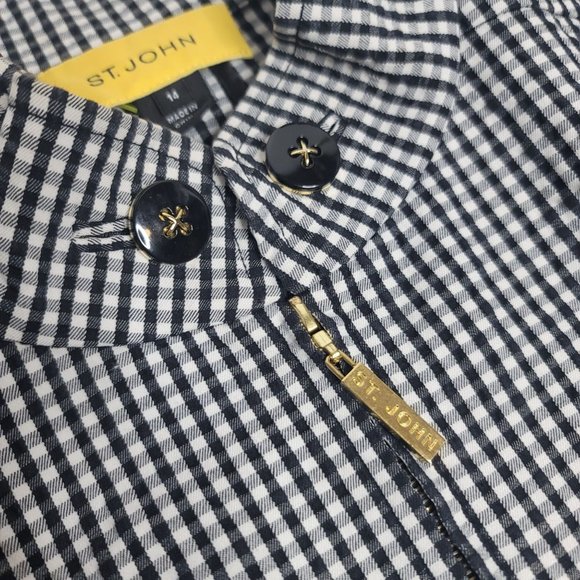 St. John black and white gingham check seersucker blazer size 14 - Picture 3 of 8